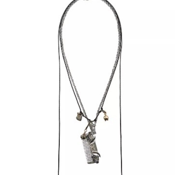 New Zara 2 Part Necklace Silver and Gold Charm Necklace org $46